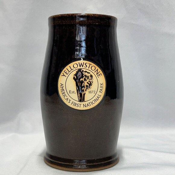 Yellowstone National Park Stoneware Tumbler Mug Sunset Hill Brown USA - Picture 1 of 6